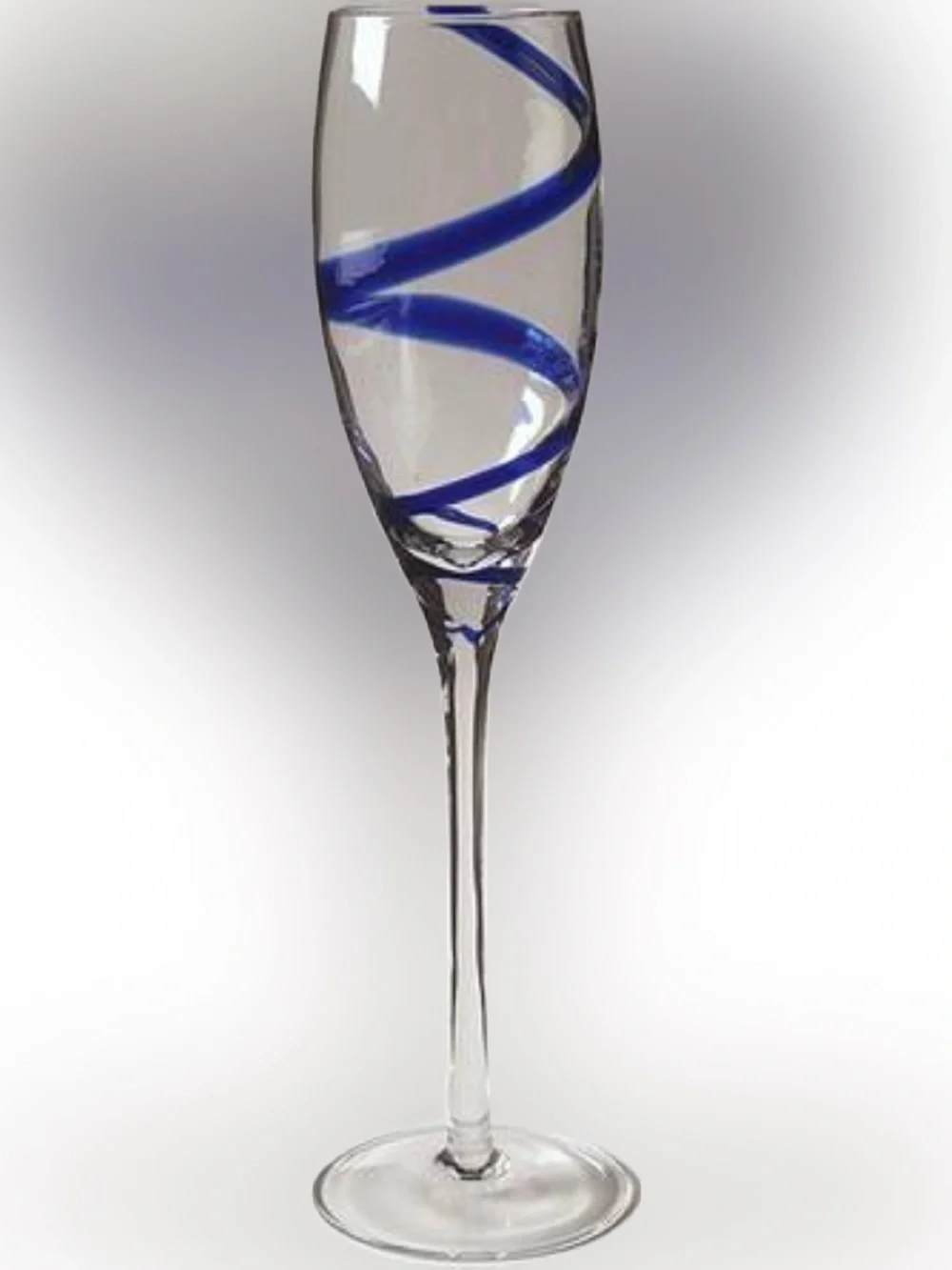Set of 6 Pier 1 Swirline Cobalt Blue Champagne Flutes